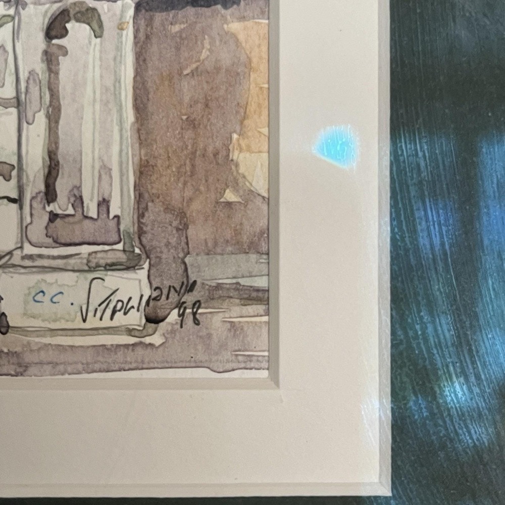 Watercolor‎ Florence 1998 Villa Door Signed By Artist See Signature Beige Green - Picture 2 of 16